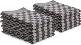 Bol.com DoubleDry Theedoeken set - 12 stuks - 50x70 cm - 100% katoen - blokpatroon - geblokt - horeca ruit - zwart aanbieding