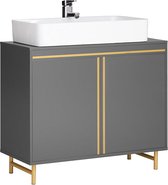 Rootz moderne wastafelonderkast - badkamerijdelheid - opbergorganisator - stijlvolle grijze en gouden afwerking - ruim interieur - eenvoudige montage - 75 cm x 65 cm x 35 cm