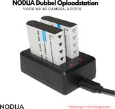 NODIJA® Dubbele Batterij-oplader - Oplaadstation - NP40 Camera-Accu's - Acculader - USB-oplader