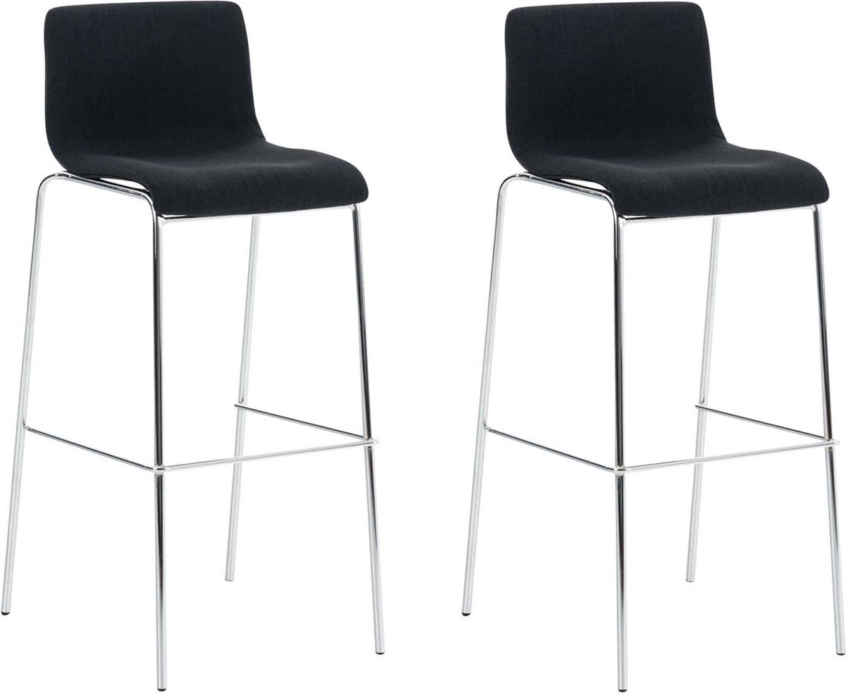 CLP Hover Set van 2 barkrukken - Stof zwart chroom