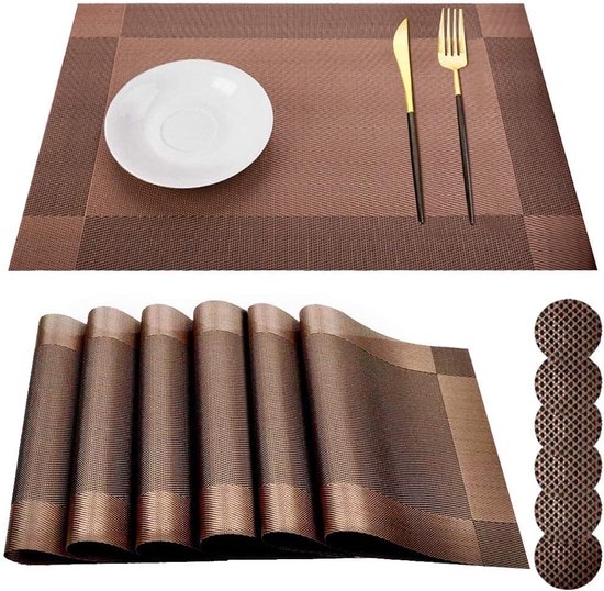 4 Stuks Linnen Placemats Set Wasbare Placemats voor Eettafel 30 x 45 cm Hittebestendige Placemats Rode en Grijze Bloemen Antislip Tafelmatten voor Keuken Bruiloften Party Decor Binnen/Buiten