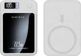 SAMTECH Magsafe Powerbank 10.000 mAh Led Display- Magnetisch - USB-C 22,5W Fastcharge - USB-A 3.0 Power Delivery - geschikt voor Laptop, Apple Iphone, Samsung en meer - Wit