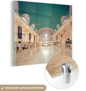 MuchoWow® Glasschilderij 20x20 cm - Schilderij acrylglas - New York - Station - Trein - Foto op glas - Schilderijen