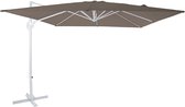 AXI Nima Zweefparasol 300x300 cm Wit/taupe – Gepoedercoat aluminium frame met kruisvoet – 360° Draaibaar - Kantelbaar – UV werend doek