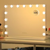 "Opvouwbare Make-upspiegel - Verstelbare Helderheid - Dubbelzijdige Spiegel - Draagbaar Design - Ideale Reisgenoot voor Perfecte Make-up - Wit