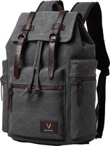 HEANVER Vintage Canvas Backpack - Sac à dos étanche 27L - Sac pour ordinateur portable 15,6 pouces - Grijs