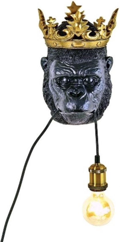 Wandlamp - Gorilla - Aap - King Kong - Zwart - Black - Dierenlamp - Tafellamp