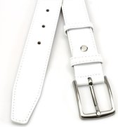 JV Belts unisex riem wit leer - dames riem - 3 cm breed - Wit - Echt Leer - Taille: 120cm - Totale lengte riem: 135cm