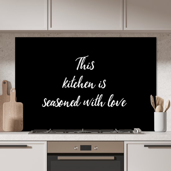 Spatscherm keuken 120x80 cm - Kookplaat achterwand Spreuken - Koken ...