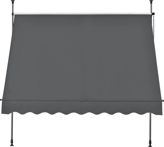 Auvent à pince In And OutdoorMatch Elmo - Extensible manuellement - Grijs - 400x120 cm - Store à bras tombants - Acier et tissu - Protection UV - Hydrofuge
