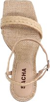 Sacha - Dames - Beige sandalen met goudkleurige hak - Maat 41