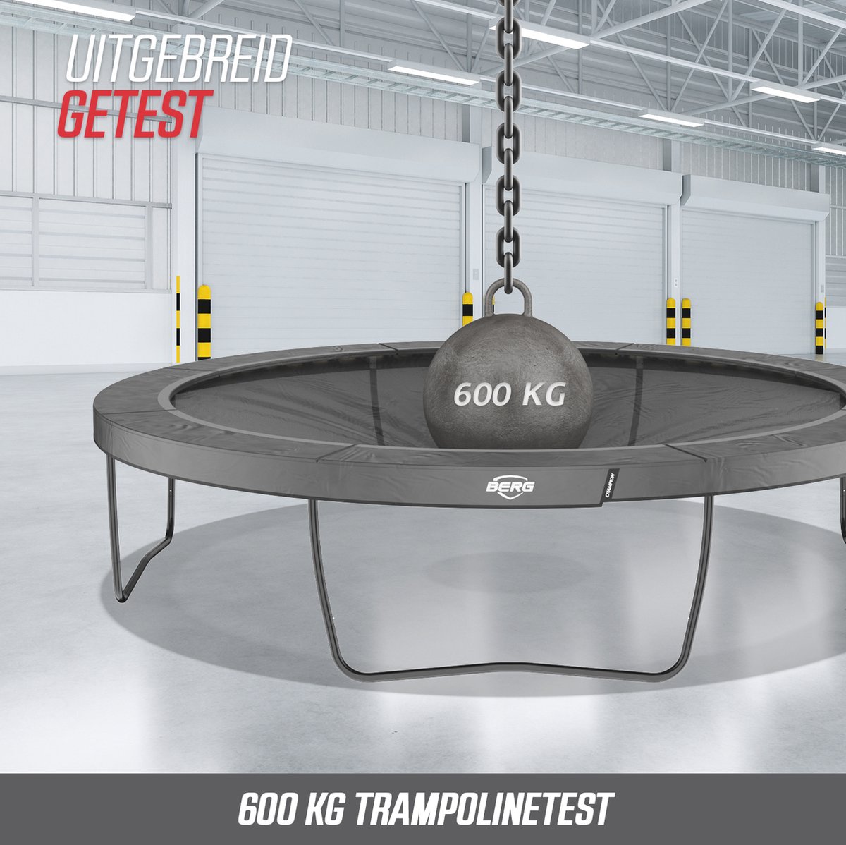 BERG Grand Champion InGround 470 Trampoline - Ovaal - Safety Net Deluxe - AirFlow Pro Springdoek - TwinSpring - Grijs – foto 5