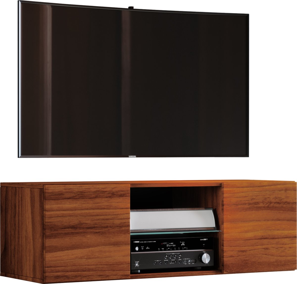 Vcm mediawandmeubel, zwevend tv-meubel, groot tv-meubel, tv-bureau, tv-meubel voor 65 inch tv, zwevende tv-standaard, houten tv-standaard, hoog tv-meubel, tv-wandpaneel, tv-entertainmentmeubels voor de woonkamer Weiß / Beton-Optik