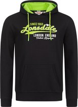 Lonsdale Hoodie Gratwich Kapuzensweatshirt schmale Passform Black/Neon Green-XL