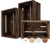 Creative Deco 3 x Natuurlijke Houten Kist Bruin | 30 x 20 x 15 cm | Houten Mand Ideaal voor Opslag Cadeau Decoratie DIY Ambachten | voor Documenten Speelgoed Gereedschap