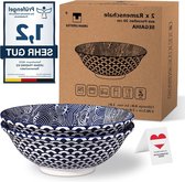 Japanse stijl Seigaiha Set kommen voor ramen - 2-delige set 20 cm, 1300 °C, geschikt voor soep, salade, muesli Schalen set