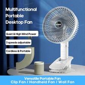 Draagbare Desktop Ventilator Met Clip - Draadloos, Oplaadbaar, Multifunctioneel en Met 3 Snelheden!"