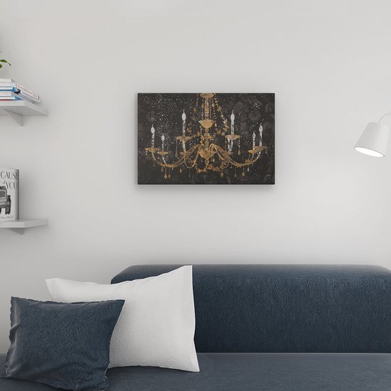 Tableau Phosphorescent Peint à La Main - Peinture Lumineuse Dans Le Noir Terre Dorée - Déco Murale Unique 80 Cm - 3