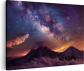Tableau sur toile Artaza : La Voie lactée et les étoiles au-dessus des Montagnes – 60 x 40 cm – Décoration murale – Photo sur toile – Impression sur toile