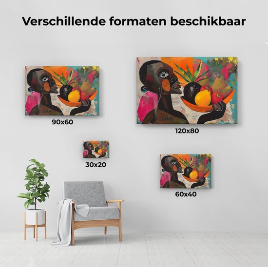 Artaza Tableau sur Toile Homme avec un Bol de Fruits - 120x80 - Groot - Photo sur Toile - Impression sur Toile