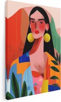 Artaza Peinture sur toile Illustration d'une femme dans des Vêtements colorés – 30 x 40 – Klein – Photo sur toile – Impression sur toile