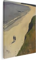 Artaza Canvas Schilderij Twee Mensen Lopen op een Strand - 30x40 - Klein - Foto Op Canvas - Canvas Print