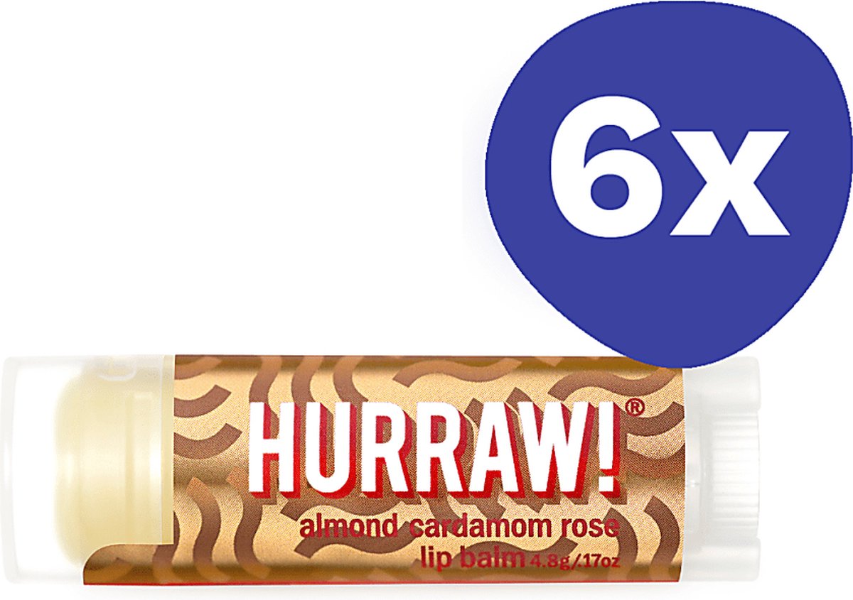 Goedkoopste Hurraw Almond Cardamom Rose Lippenbalsem (6x 4,3gr