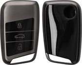 kwmobile autosleutel hoesje geschikt voor VW 3-knops autosleutel (alleen Keyless Go) - autosleutel behuizing in mat zwart / zwart