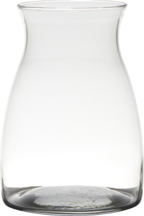 Transparante home-basics vaas/vazen van glas 20 x 14 cm - Bloemen/takken/boeketten vaas voor binnen gebruik