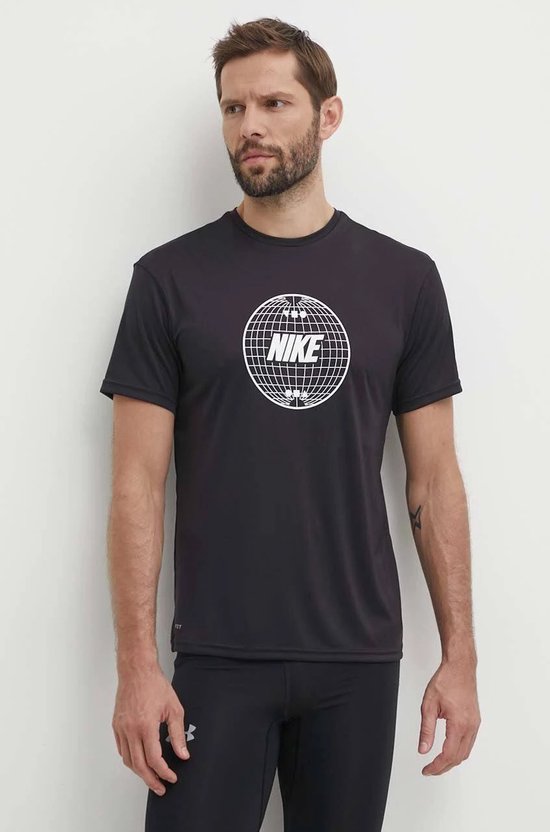 Nike Swim Nike Lead Line - Short sleeve hydroguard Heren Zwemshirt - Black - Maat L