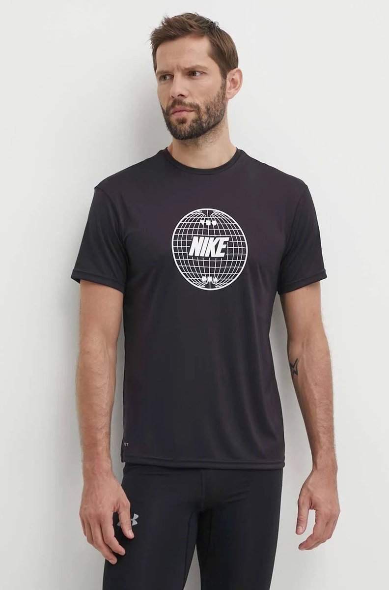 Nike Swim Nike Lead Line Short sleeve hydroguard Heren Zwemshirt Zwart