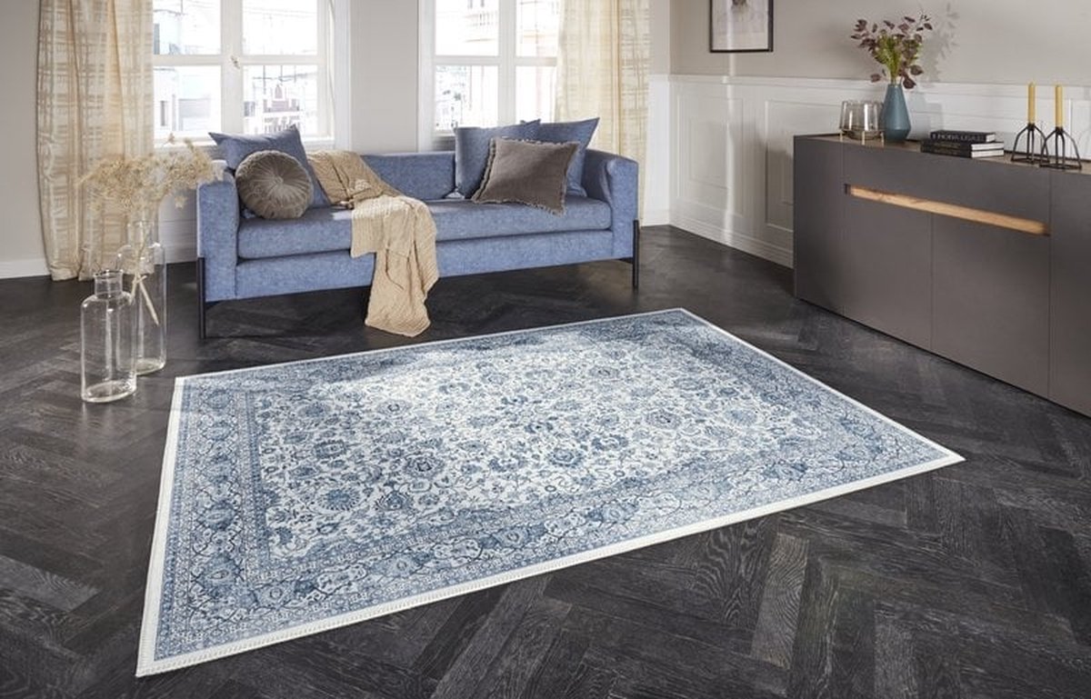 Flycarpets Elle Decoration - Vintage Vloerkleed - Maschad - Klassiek - Sapphire / Blauw - 80x150 cm