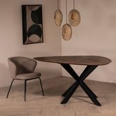 Eettafel Owen Kiezel Bruin Matrix-poot 160cm - Giga Meubel