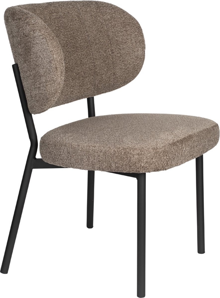 Eetkamerstoel Bruin Stof - Zithoogte 48cm - 64x56x64cm - Giga Meubel