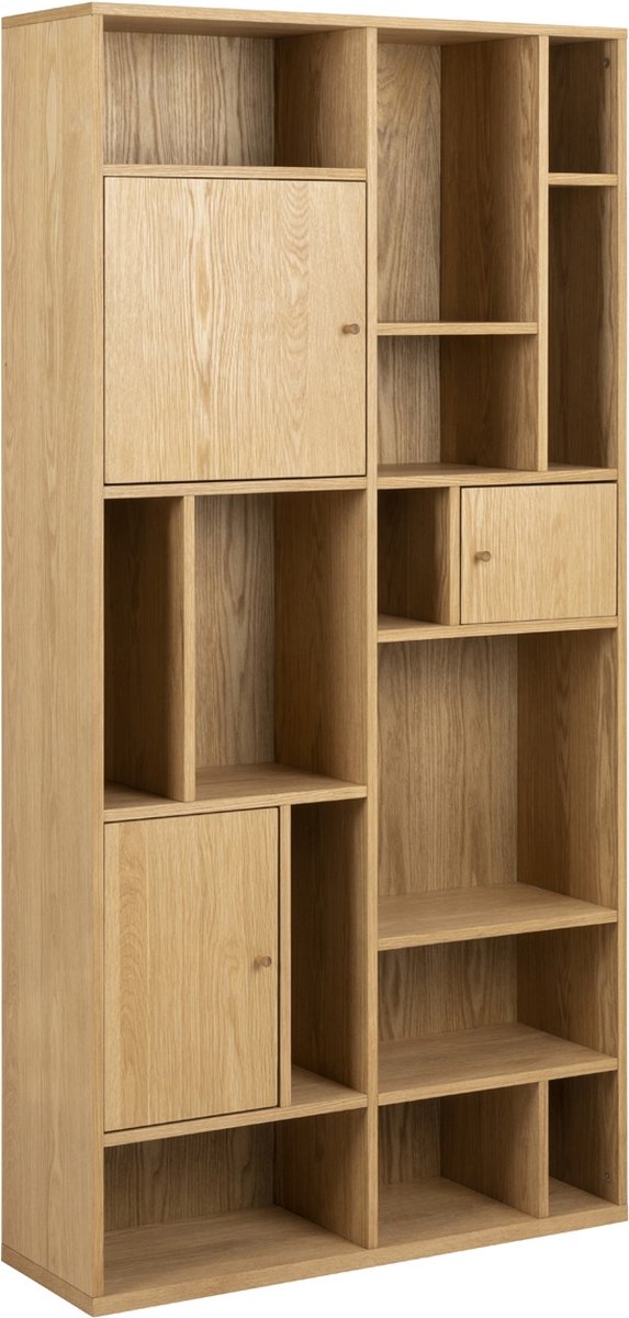 Giga Living Boekenkast Naturel Hout - 3-Deuren - 90x30x180cm - Huub - Giga Living