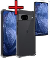 Hoesje Geschikt voor Google Pixel 8a Hoesje Siliconen Shock Proof Case Hoes Met Screenprotector - Hoes Geschikt voor Google Pixel 8a Hoes Cover Case Shockproof - Transparant