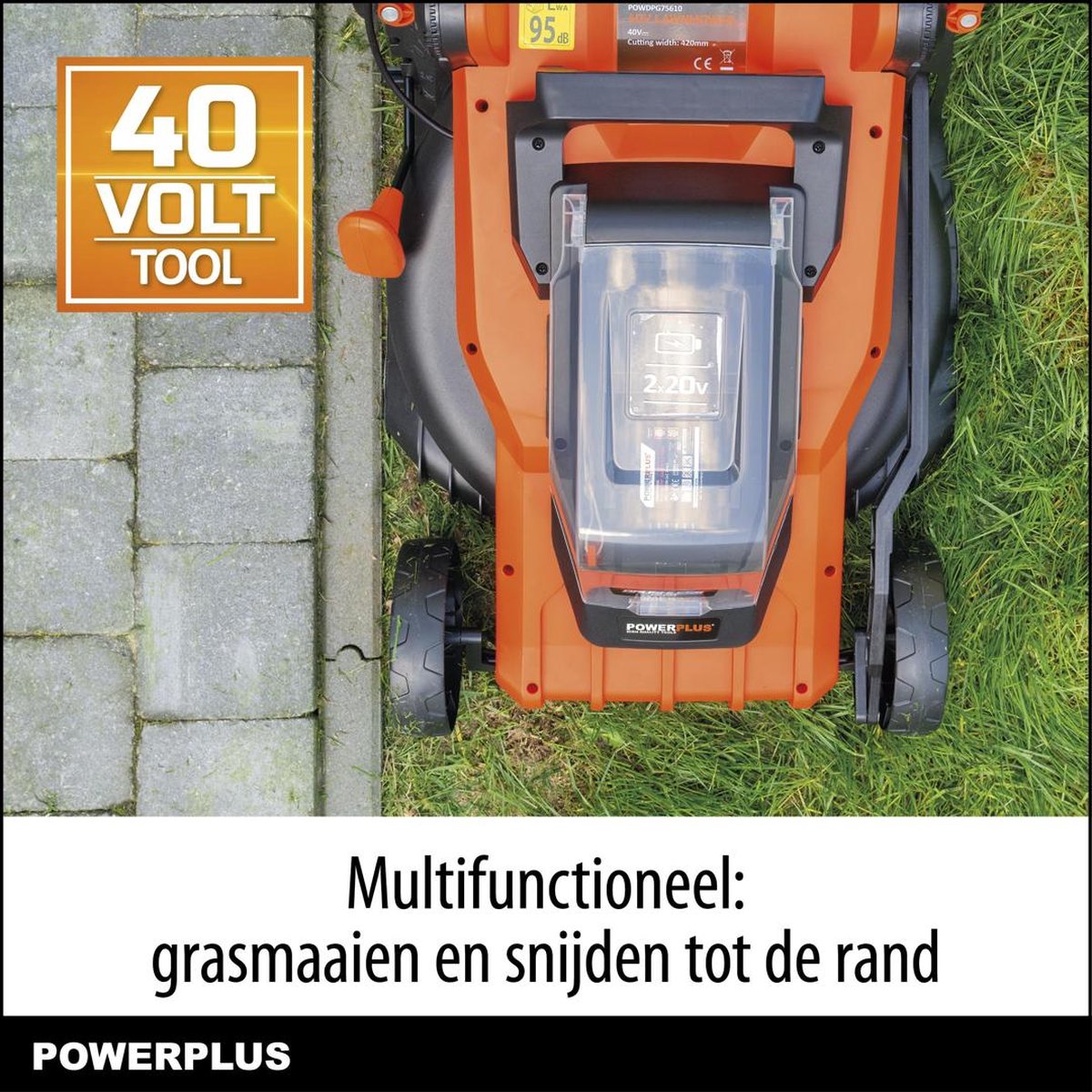 Dual Power Accu-grasmaaier POWDPG75610 - 40 V, 420 mm Ø grasmaaier, zonder accu en lader, met grasopvangbak en achteruitworp – foto 7