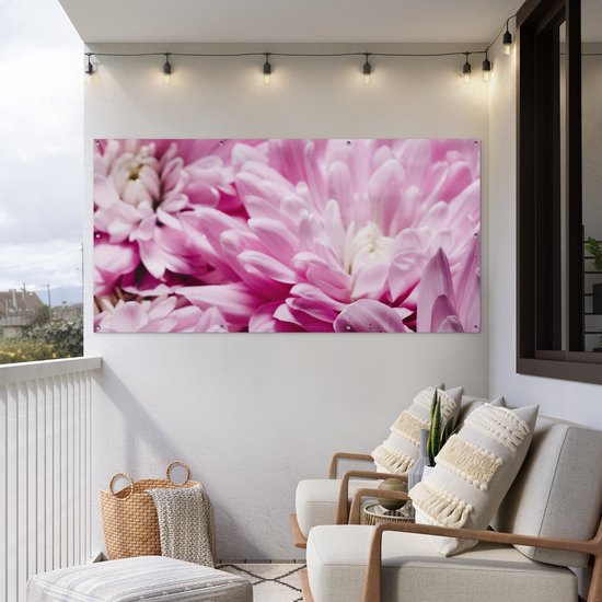 Affiche clôture Fleurs - Rose - Nature - 200x100 cm - Toile de jardin