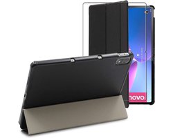 ebestStar - Hoes geschikt voor Lenovo Tab P12 Pro, Slanke Design PU Lederen Etui, Automatische Slaap/Wake, SmartCase hoesje, Zwart + Gehard Glas