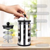 koffiezetapparaat- draagbare cafetière met drievoudige filters- hittebestendig glas met roestvrijstalen 600 Milliliter