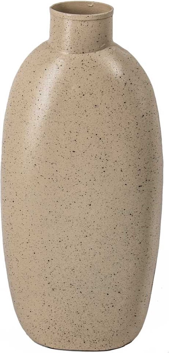 homebound by ky Metalen vaas zand dots | 5,5x15x34,5cm | metalen bloemenvaas zandkleurig met dots Beige