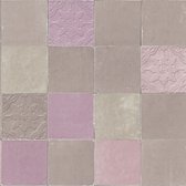 Papier peint pour salles de bains et cuisines Profhome 374062-GU papier peint intissé légèrement texturé avec des formes géométriques mat gris violet beige 5,33 m2