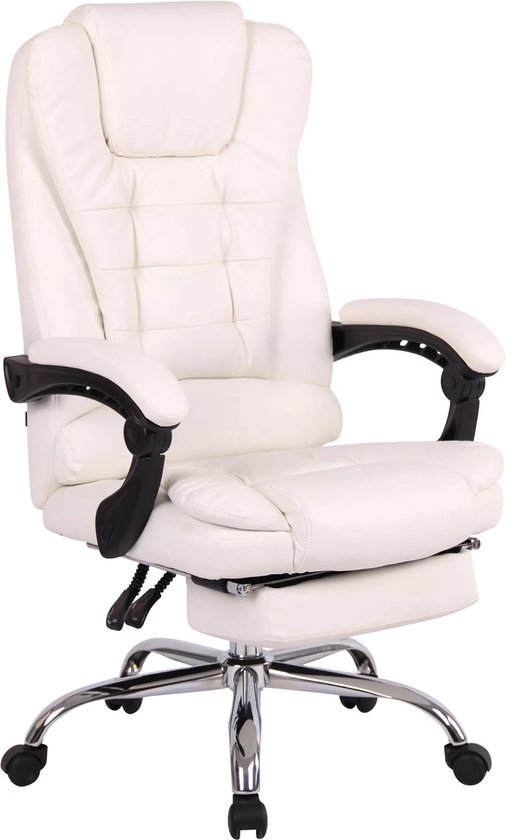 In And OutdoorMatch Bureaustoel Noah op wielen - Ergonomische bureaustoel - Wit - Kunstleer - Voor volwassenen - Hoogte verstelbaar 50-60cm