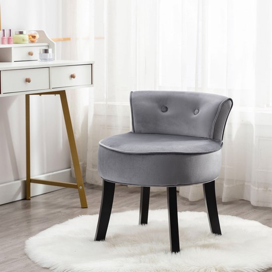 Sweiko – chaise de chambre à coucher en velours, coiffeuse avec pieds en chêne, coiffeuse en tissu