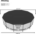 Zwart rond afdekzeil met een diameter van 370 cm, voor Bestway Steel Pro MAX zwembaden.