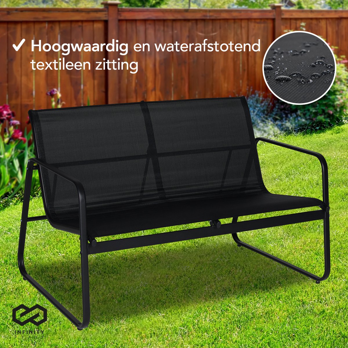 Infinity Goods Tuinset - Loungeset - Tuinmeubelen - Tuinbank - Tuinstoelen - Tuintafel - Glazen blad - 4 Persoons - Zwart/Antraciet thumbnail 3