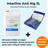 Interline Anti Alg 5 liter - Inclusief pH & Chloor Testset - Anti Alg voor zwembad - Algenbestrijding - Inclusief Anti Alg doseerschema