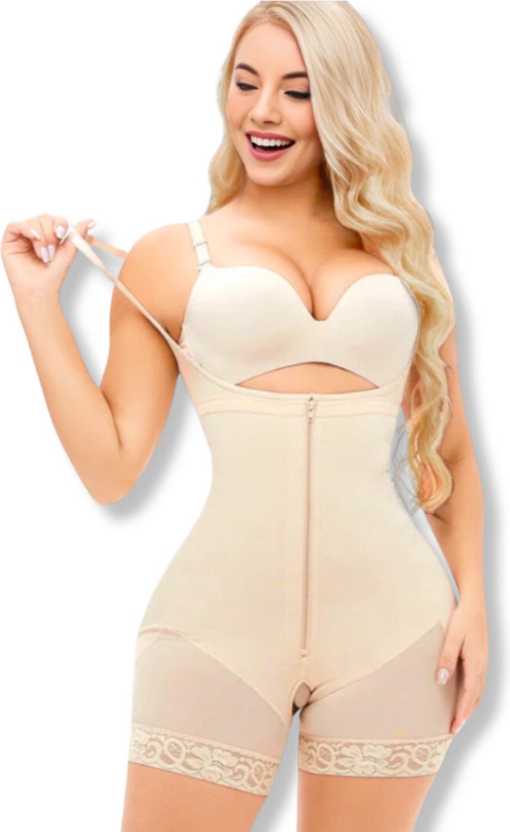 Bodysuit - Full body shaper dames - Beige - MAAT XXL - shapewear body - Shapewear dames - Corrigerend Ondergoed - High waist shaper - Shapewear buik - waist trainer - korset