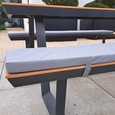 LuLu wonen - Table de pique-nique kussen de banc de pique-nique - 180 x 30 cm - 4 cm d'épaisseur | Gris clair | 1 oreiller | Coussin d'extérieur hydrofuge