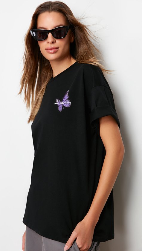 Trendyol TWOSS23TS00188 Volwassenen Vrouwen T-shirt - Zwart - XL